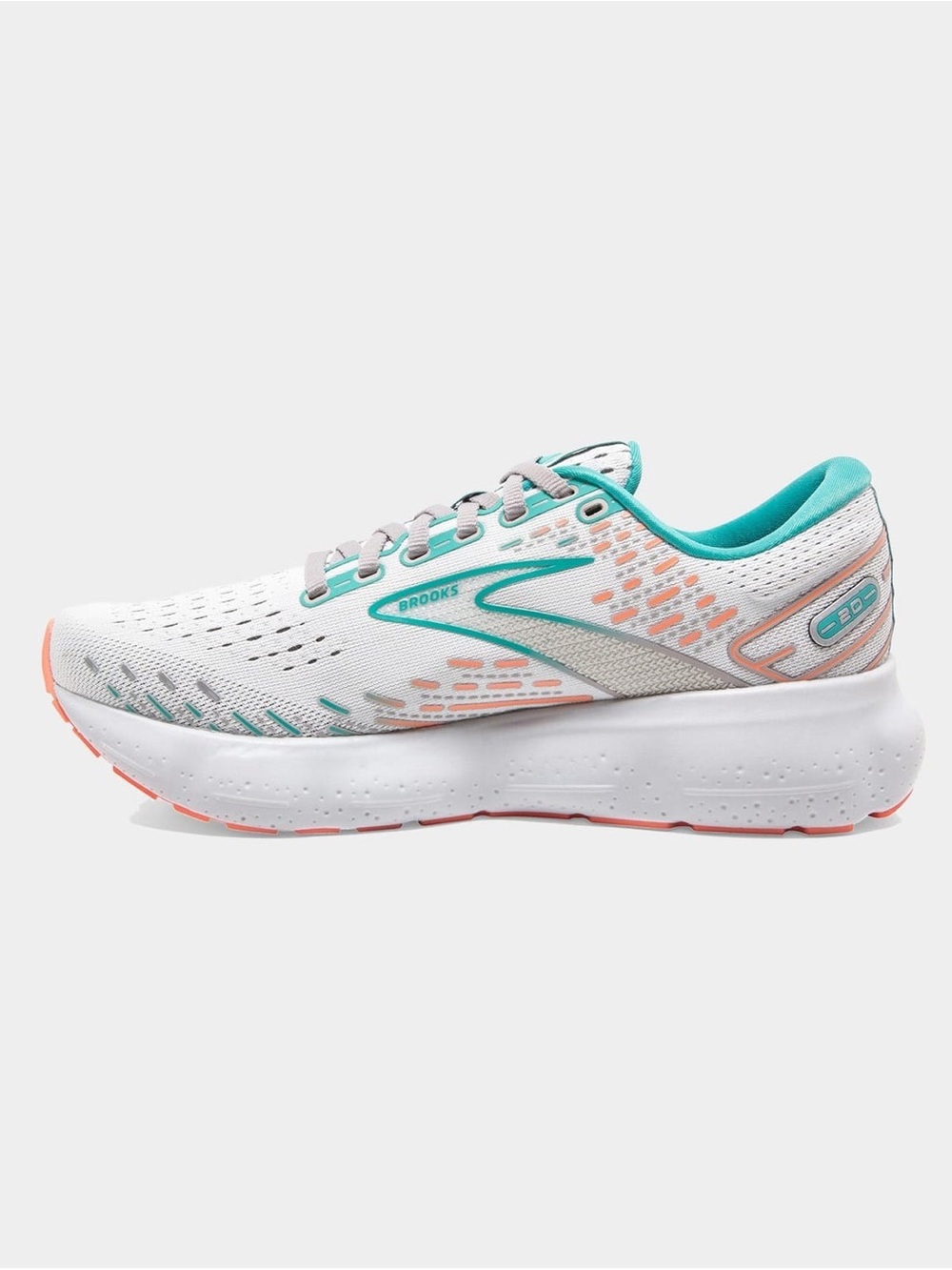 Brooks Glycerin 20 running shoes in the Oyster Latigo Bay Coral color way Sz 10